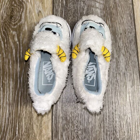 Vans Toddler Youth US Size 4.5 Slip On V Yeti White Blue Fuzzy Sneaker Shoes - Picture 8 of 11